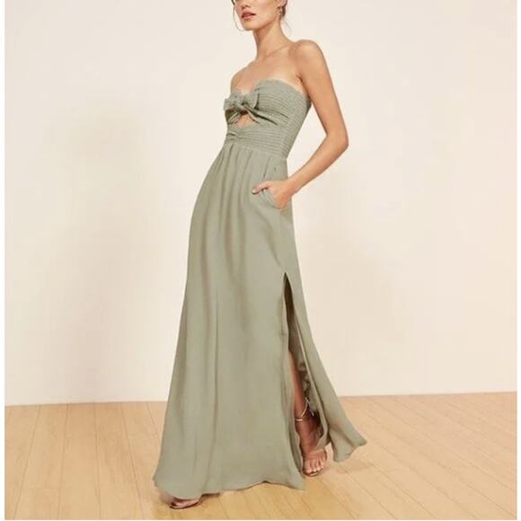 NWD Reformation Hibiscus Maxi Dress Gown Size S Seafoam #2A504 - Picture 1 of 13